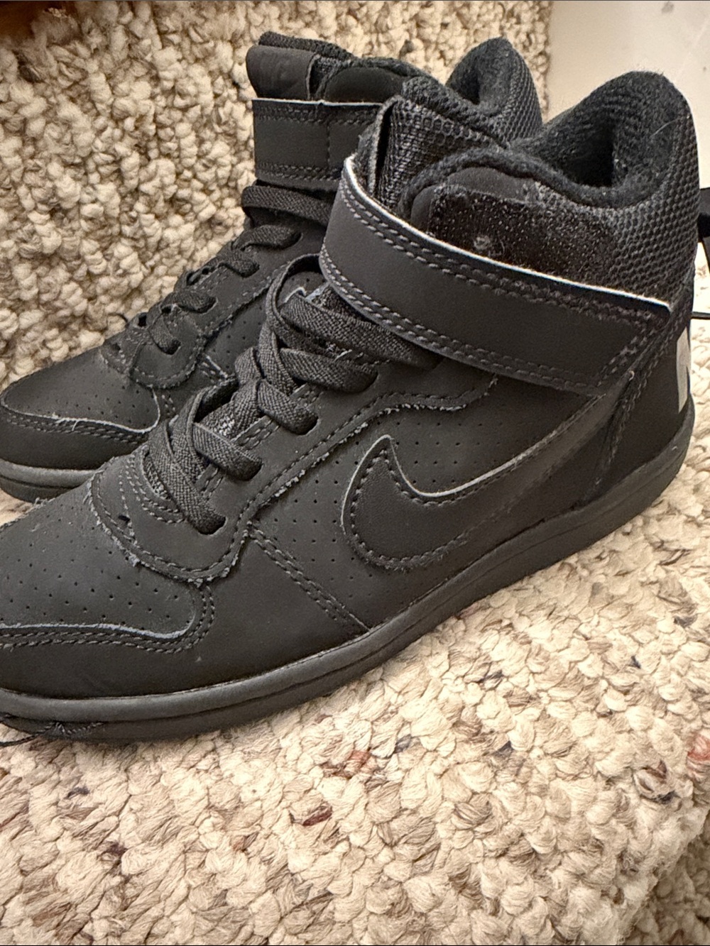 Nike Kids Black High-Top Sneakers with Strap